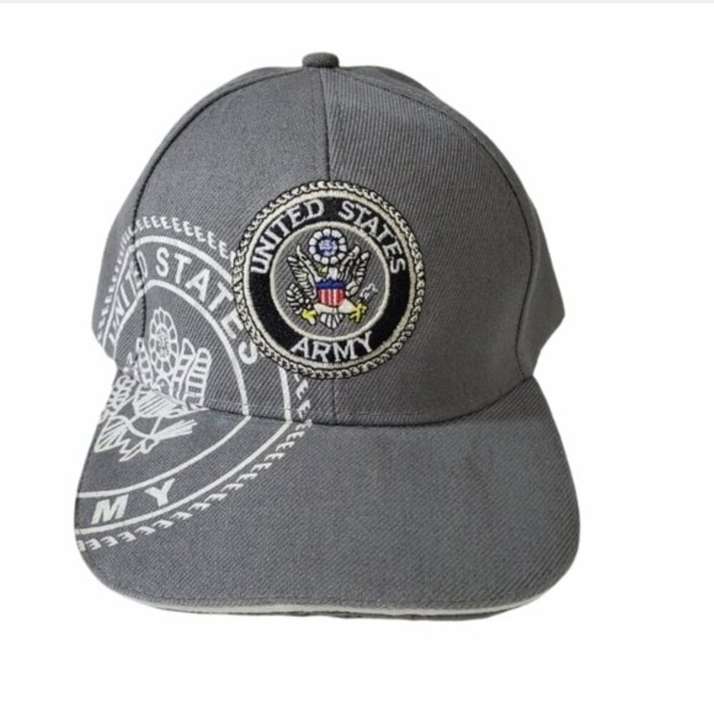United States Army Baseball Cap Hat Gray Adjustable One size Wool Blend *